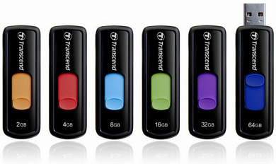 Флешка USB TRANSCEND JetFlash 500 64Gb, USB 2.0, черно-синий