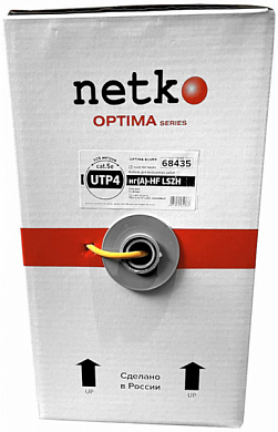 Кабель UTP4 cat 5e, внутренний, одножильный, Cu, NETKO Optima Silver, оранжевый, 305 м